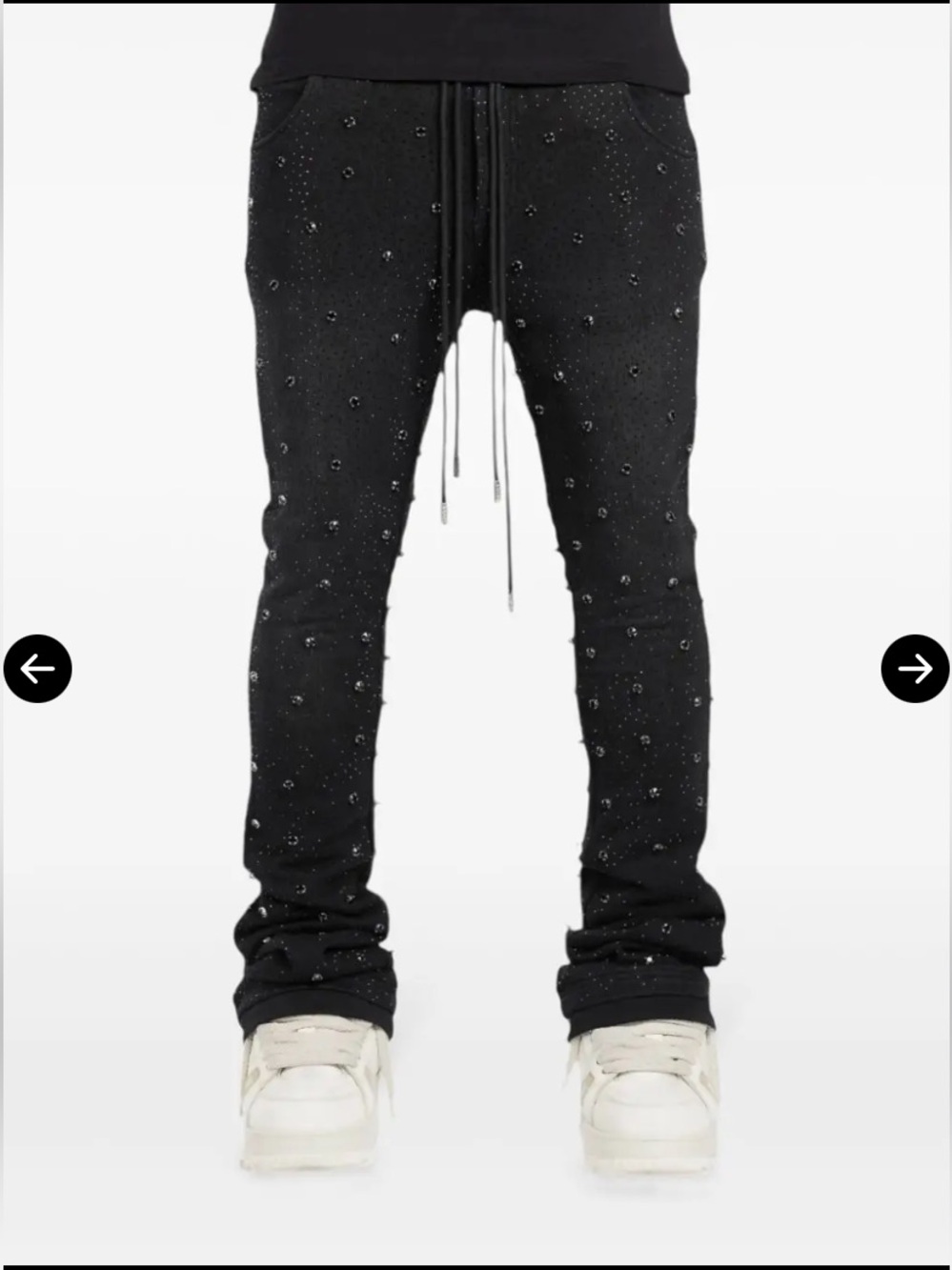 New GUAPI Black Rhinestone-Embellished Jeans